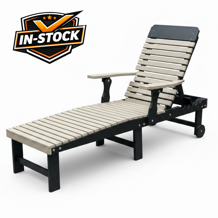 Amish Comfort Back Chaise Lounge - In-Stock - Weatherwood on Black 