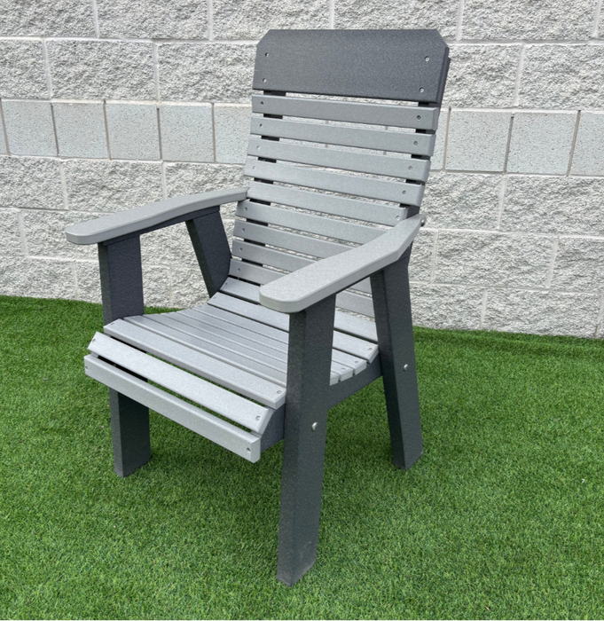 Amish Comfort Back Dining Chair - Tangent Poly - Light Gray on Dark Gay