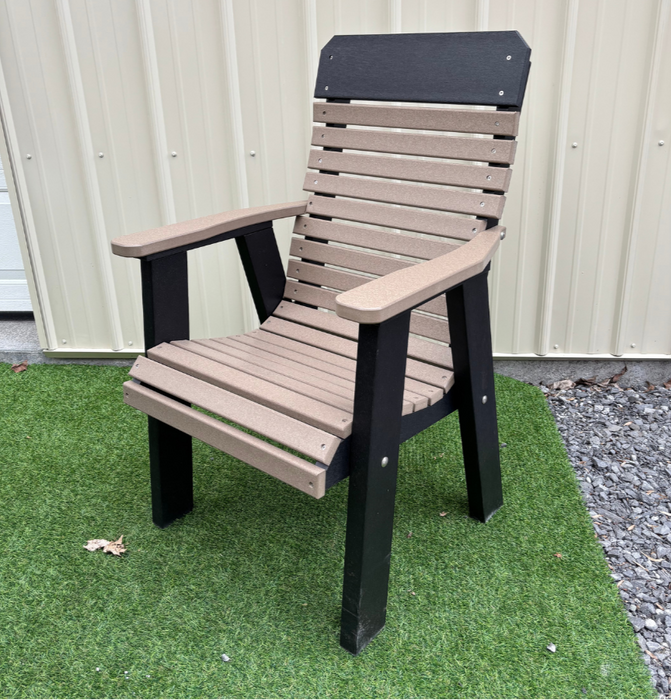 Amish Comfort Back Poly Dining Chair - Tangent Poly - Weatherwood on Black