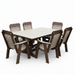 Amish Comfort Back Dining Set - 44" x 72" Table - (6) Comfort Back Dining Chairs - Weatherwood on Brown - Tangent Poly