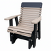 Amish Comfort Back Glider - Amish HDPE Poly Glider - Tangent Poly - Polywood Glider - Weatherwood on Black - In-Stock
