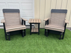 Amish Comfort Back Glider Set With End Table - Tangent Poly Weatherwood on Black