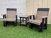 Amish Comfort Back Glider Set With End Table - Tangent Poly Weatherwood on Black 2