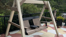 Amish Comfort Back Poly 5' Settee Swing - Weatherwood on Black Poly - Hogback - Swing With A-Frame Picture