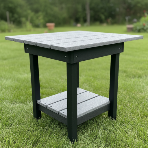 Amish Comfort Rectangle End Table - Tangent Poly - Dark Gray on Black
