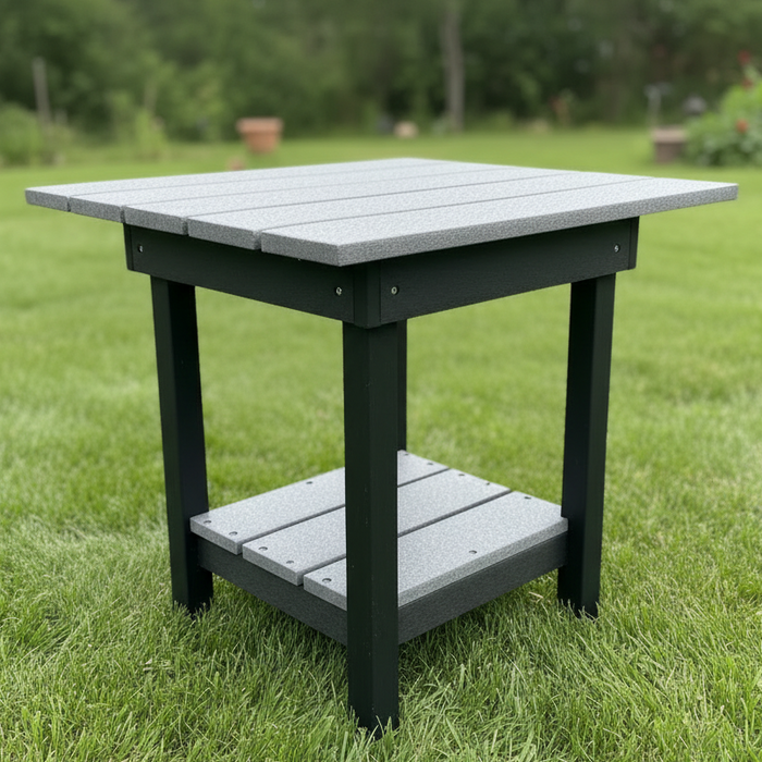 Amish Comfort Rectangle End Table - Tangent Poly - Dark Gray on Black