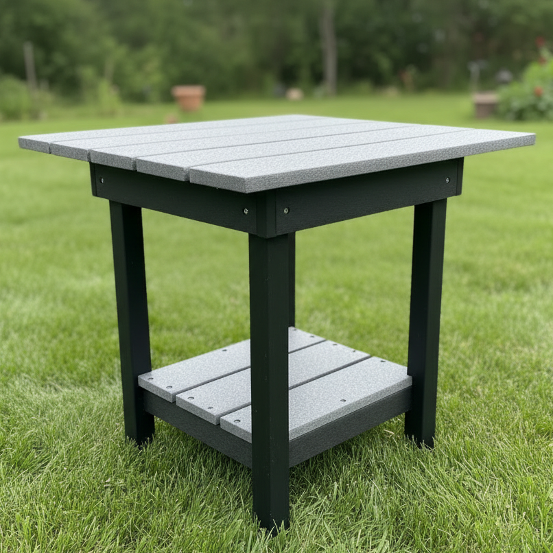 Amish Comfort Rectangle End Table - Tangent Poly - Dark Gray on Black