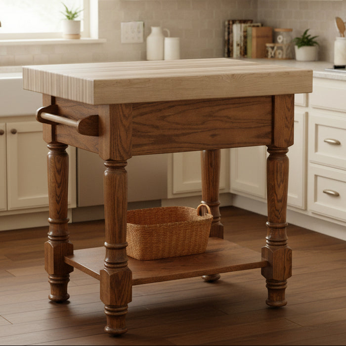 Amish Concord Kitchen Island - Butcher Block Top Kitchen Island - Kitchen Work Station - Hard Maple Butcher Block -In-Kitchen Photo