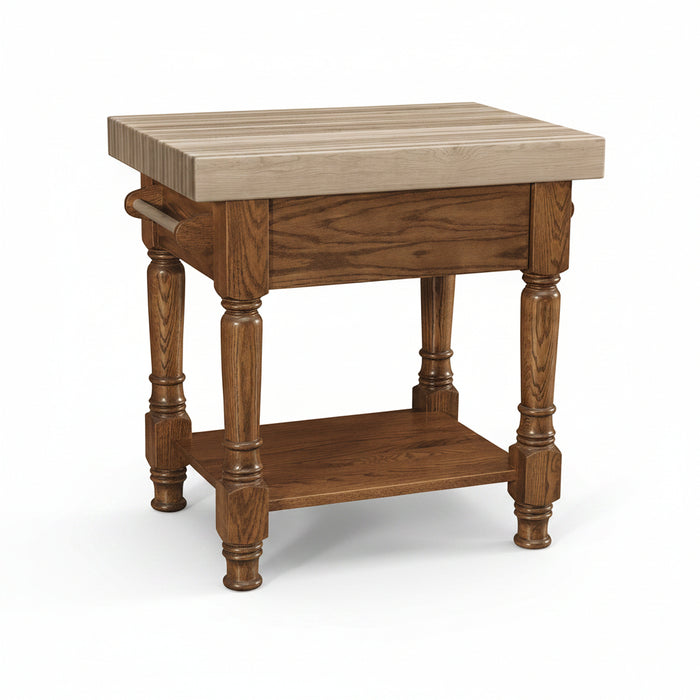 Amish Concord Kitchen Island - Butcher Block Top Kitchen Island - Kitchen Work Station - Hard Maple Butcher Block - Blank Photo