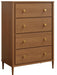 Amish Contour Chest of Drawer on Brown Maple Harvest Stain Modern Look with Gold Knobs