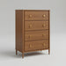 Amish Contour Chest of Drawer on Brown Maple Harvest Stain Modern Look with Gold Knobs