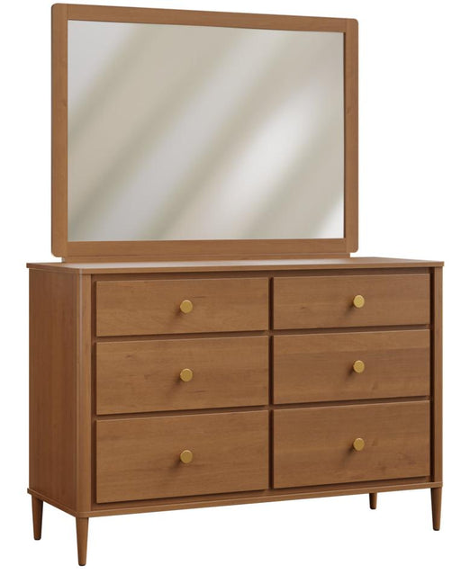 Amish Contour Dresser w Mirror on Brown Maple Harvest Stain Modern Style