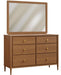 Amish Contour Dresser w Mirror on Brown Maple Harvest Stain Modern Style