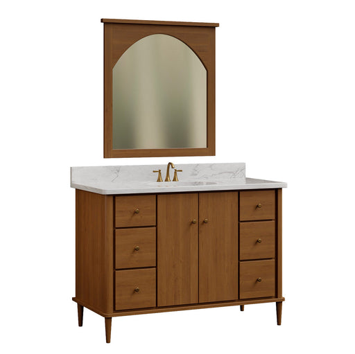 Amish Conway Bathroom Vanity - 48" Wide - Cherry Wood Natural Finish - Trusty Wood - Amish Made Bathroom Vanity - Mid-Century Modern Bathroom Vanity 1