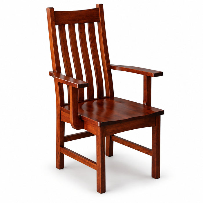 Amish Copper Dining Chair - Emerson Woodcraft - Contemporary Amish Dining Chair - Solid Oak - Arm Chair
