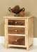Amish Cornwell 3 Drawer Nightstand Contemporary Style in a Two Toned Look With Driftwood Stain on a Brown Maple frame and a Natural Finish on Wormy Maple Tops and Drawers