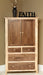 Amish Cornwell Armoire Contemporary Style in a Two Toned Look With Driftwood Stain on a Brown Maple frame and a Natural Finish on Wormy Maple Tops and Drawers