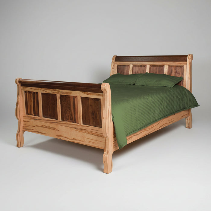 Amish Cornwell Bed Two Tone: Base: Wormy Maple - Natural, Panels: Walnut - Natural