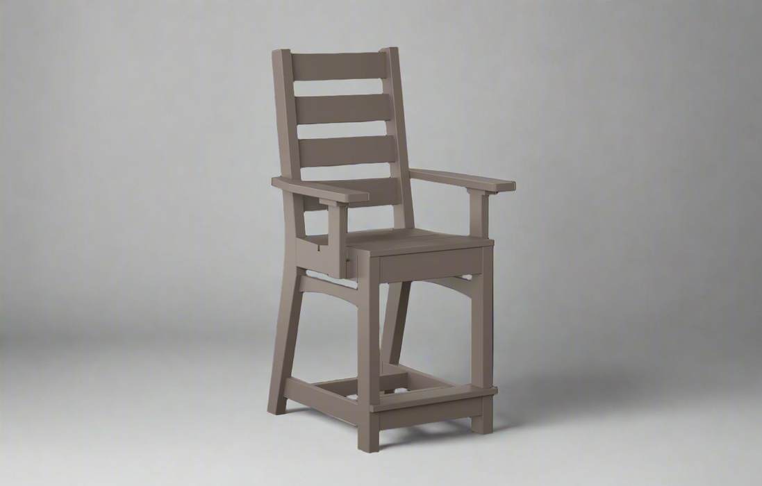 Amish Counter Height coastal Captains Chair Dark Gray poly outdoor furniture 