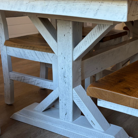 Amish Country Hill Reclaimed Barnwood Dining Set - Genuine Reclaimed Barnwood Dining Set - Farmhouse Country Dining Set Amish Made 2