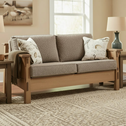 Amish Country Mission Love Seat - QF-4575 - Reversible Cushions - Amish Made Stickley Loveseat - Premium Fabric