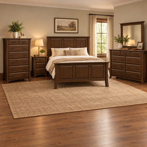 Amish Cove Bedroom Set - Contemporary Amish Bedroom - Solid Cherry Bedroom - Full Extension Drawer Slides - In-Bedroom Photo