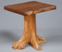 Amish Creek Side Stump Base End Table with Walnut Live Edge Top