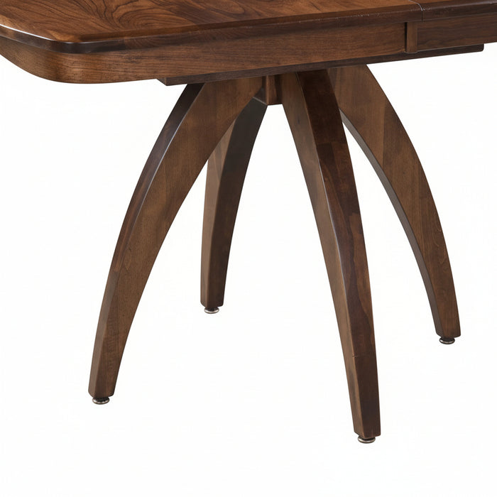 Amish Cynergy Modern Single Pedestal Table - 36" x 48" - Sap Cherry FC Earthtone Stain - Base Close Up Detail