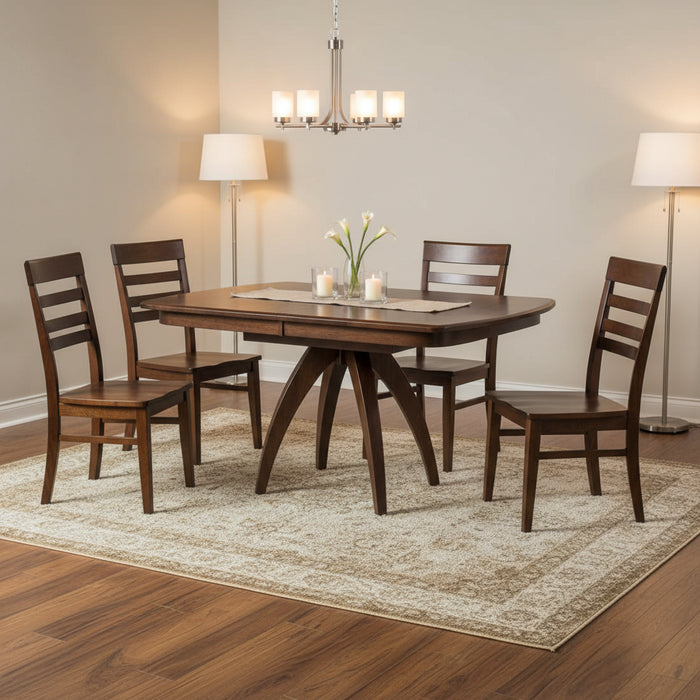 Amish Cynergy Modern Single Pedestal Table - 36" x 48" - Sap Cherry FC Earthtone Stain - In-Dining Room Photo
