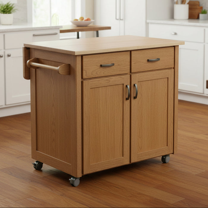 Amish Danae's Kitchen Island -Hickory Base - Hard Maple Top - Drop Leaf Island  - In-Room Photo