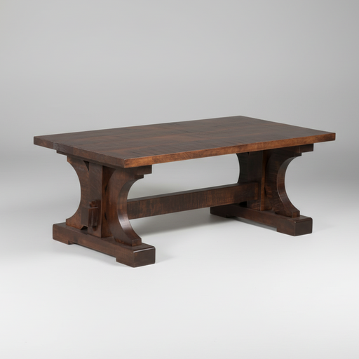 Dark wooden table with a rustic design on a white background