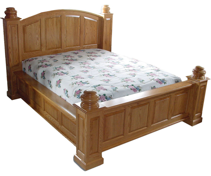 Amish Deluxe Viceroy Bed with Low Posts on Oak with Fruitwood Stain Traditional Style