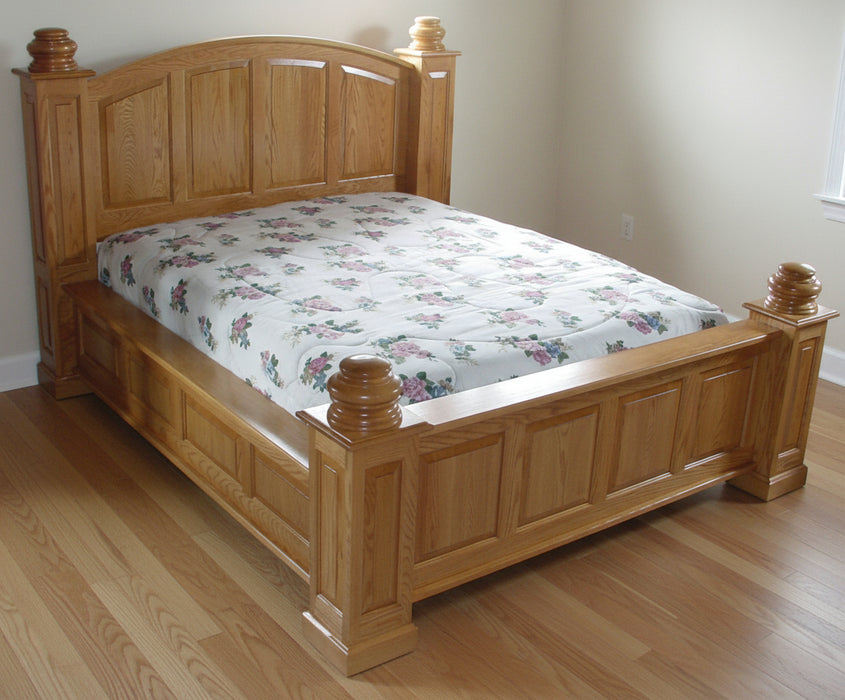 Amish Deluxe Viceroy Bed with Low Posts on Oak with Fruitwood Stain Traditional Style