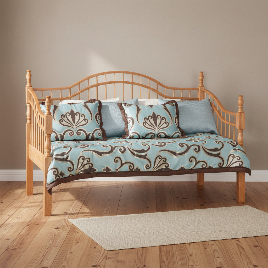 Amish Double Bow Classic Victorian Day Bed Crown Spindle Day Bed Solid Oak