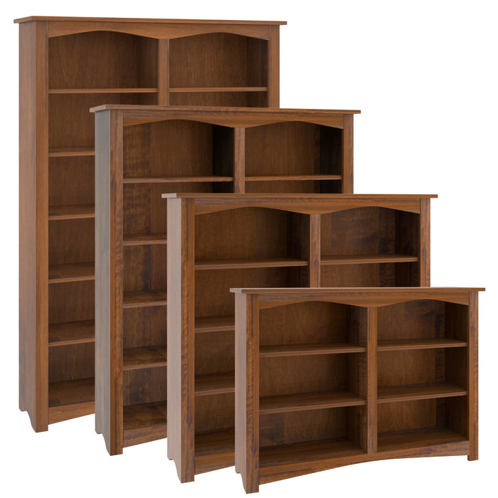 Mission Double Bookcase Amish Made 48" Width Bookcase Front Facing