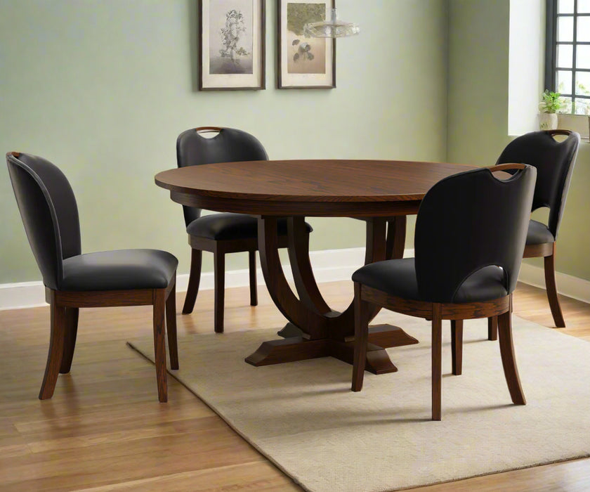 Amish Dove Fabric Arm Dining Chair - Amish Sherwood Table - Amish Fully Upholstered Dining Set - Y&M Chair