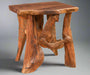Amish Driftwood Rustic Log End Table with Walnut Live Edge Top