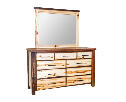 Amish Durango Reclaimed Barnwood/Aspen Wood Dresser - Amish Reclaimed Barnwood Dresser - Live Edge Drawer Fronts