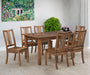 Amish Eco Mission Dining Set Including Mission Square Leg Table Eco Dining Chairs Maple Wood Long Oak Stain Front Facing