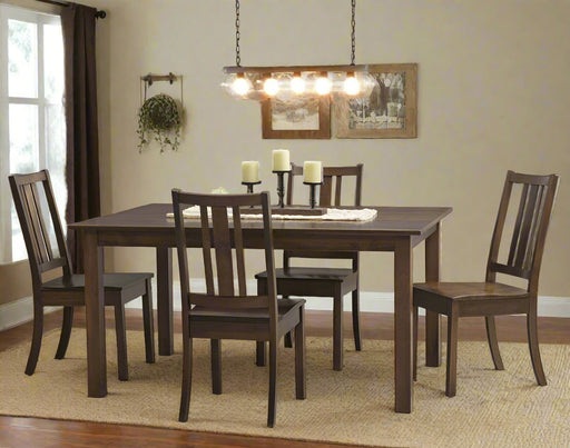 Amish Eco Mission Dining Table, Amish Eco Chair, Solid Maple with OCS Coffee Stain, Front Facing