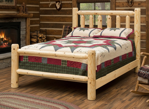 Amish Econo Log Spindle Bed - Plain Pine Wood