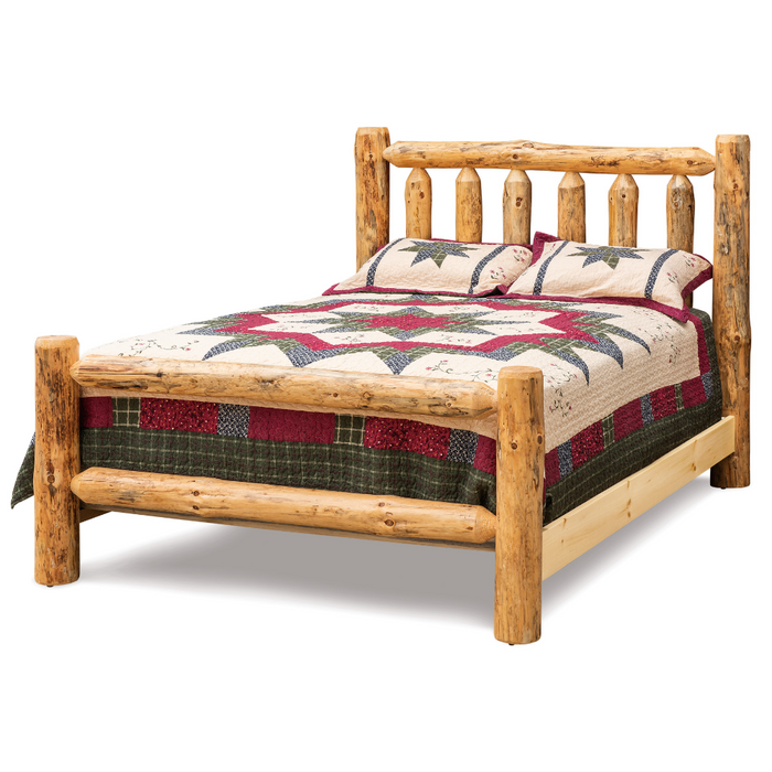 Amish Econo Log Spindle Bed - Rustic Pine Wood