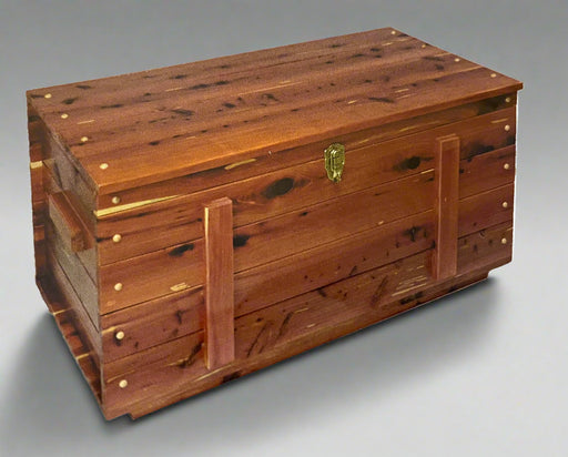 Cedar Chest with Gold Lock Amish Built Solid Cedar Wood Front Facing