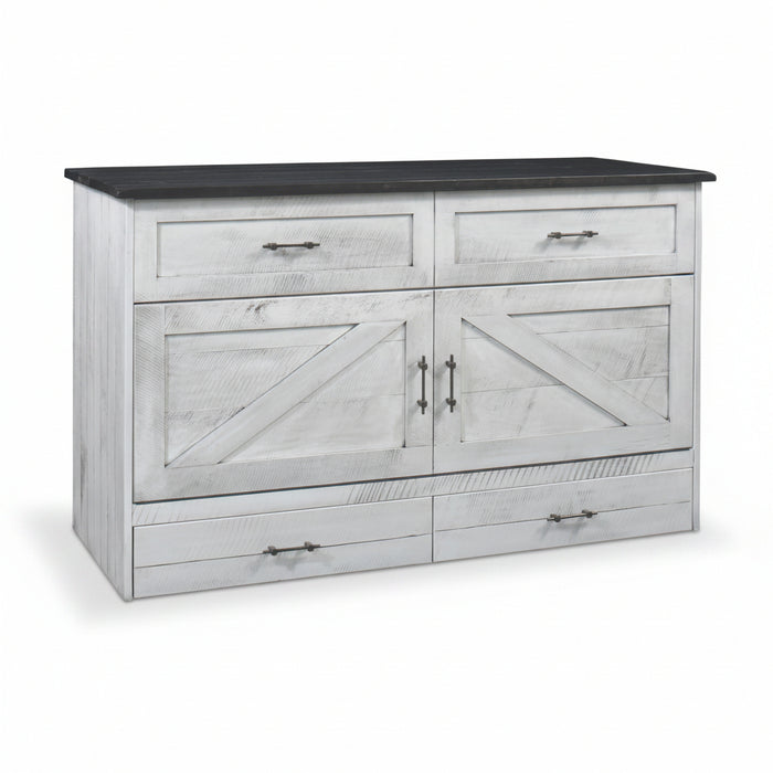 Amish Eldridge Farmhouse Murphy Cabinet Hide-A-Bed - Rustic Painted Farmhouse Style Hide-A-Bed Cabinet - Closed Photo
