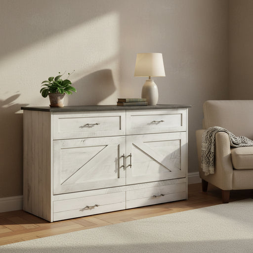 Amish Eldridge Farmhouse Murphy Cabinet Hide-A-Bed - Rustic Painted Farmhouse Style Hide-A-Bed Cabinet - In-Room