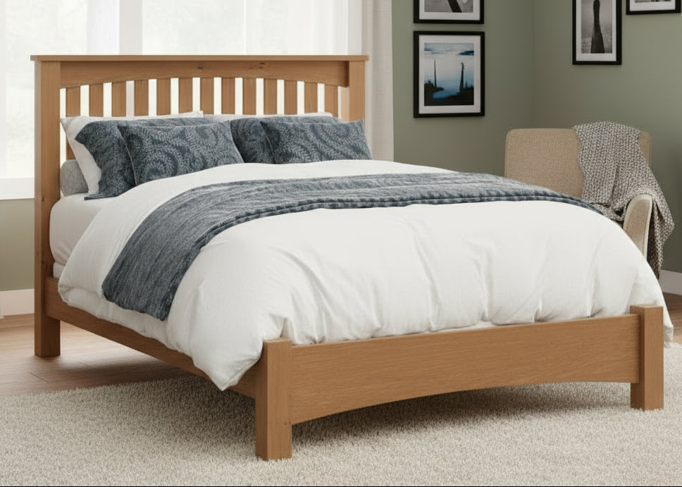 Amish Elite Buckeye Slat Bed with Low Footboard Shaker Slat Style Quick Ship