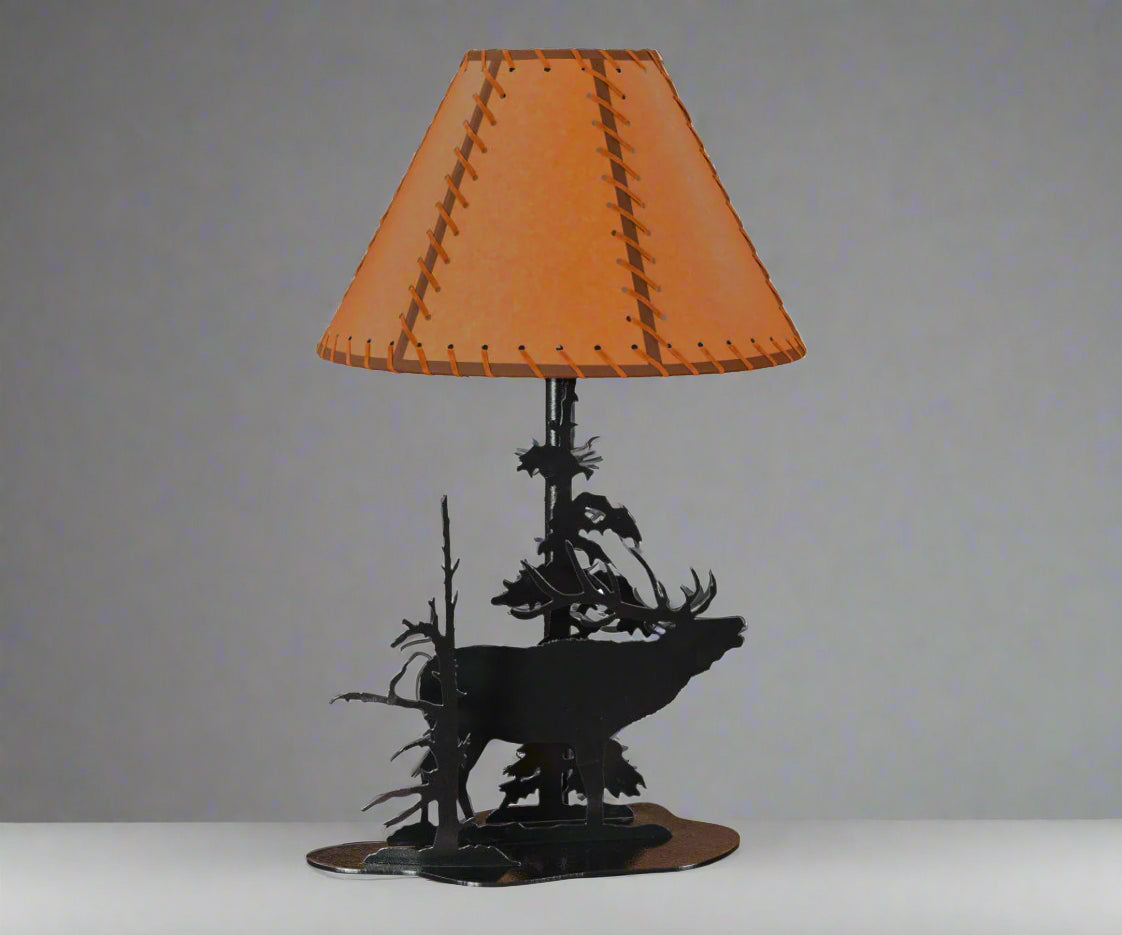 Amish Elk Black Metal Table Lamp Rustic Cabin Table Lamp
