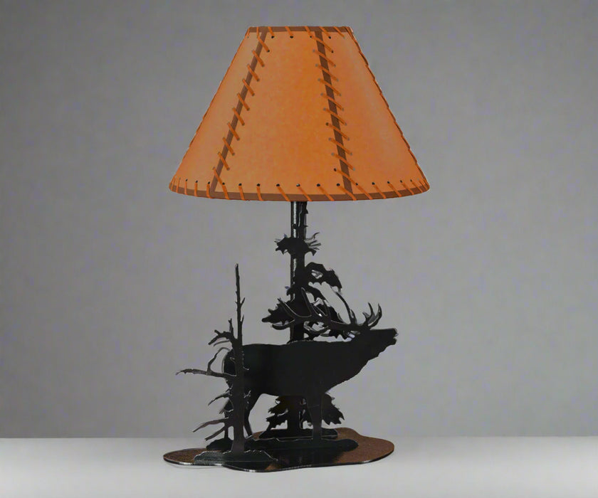 Amish Elk Black Metal Table Lamp Rustic Cabin Table Lamp