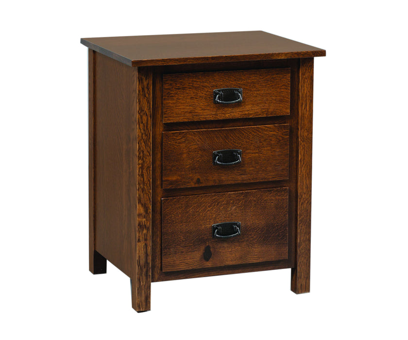 Amish Elkins 3-Drawer Nightstand - Farmside Wood Furniture - Amish 3-Drawer Nightstand Rustic QSWO