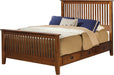 Amish Elkins Slat Storage Bed in Golden Brown Stain on Rustic QSWO